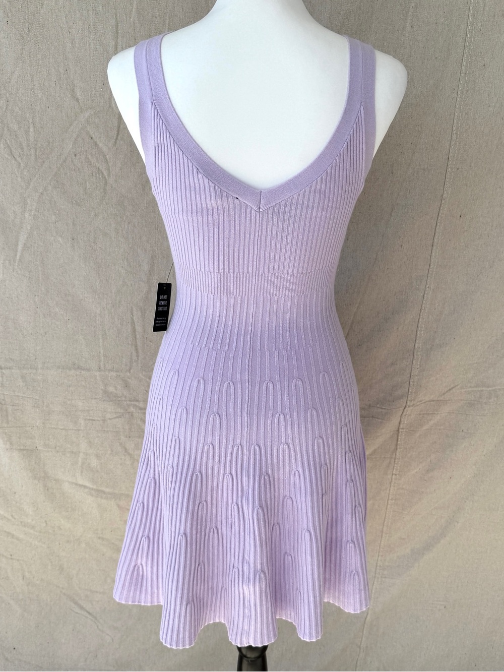 Express Size Small Lavender Ribbed Knit Fit & Flare Mini Dress NWT - Picture 5 of 8